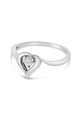 lovely white gold heart round pearl gemstone baby birthstone ring
